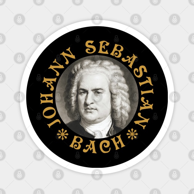 Johann Sebastian Bach - Old Gold Magnet by Chokullov Art Studio